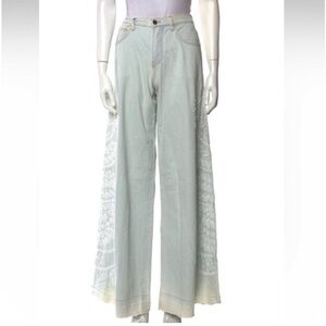 Amen Light Blue Wide-Leg Lace Beads Embellishment Jeans SZ 25/IT 38